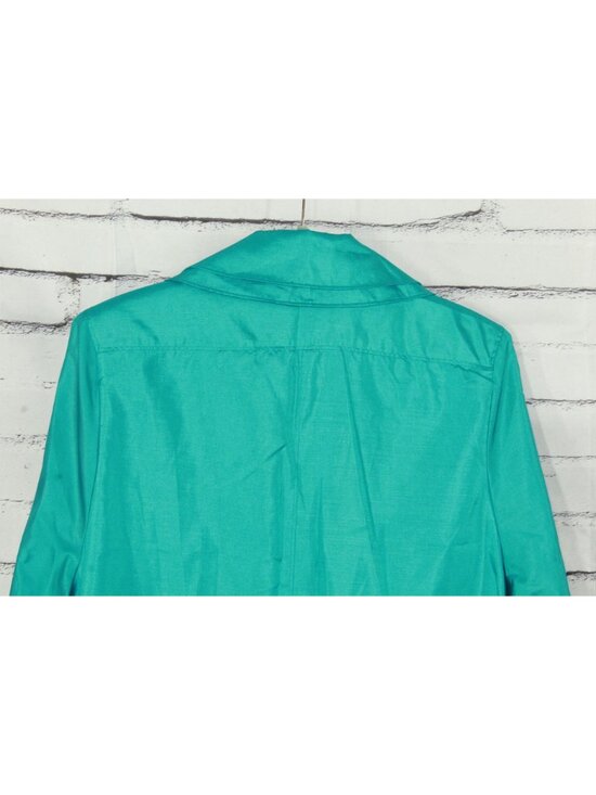 Vintage Alorna Long Lightweight Spring Trench Coat Teal Size 12 Pet - Picture 7 of 12